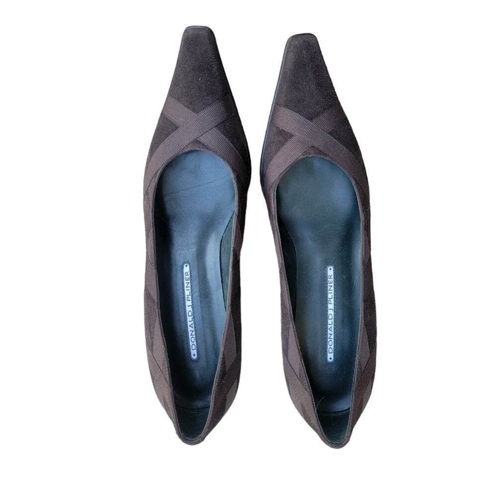 Donald J. Pliner Brown Suede/Ribbon Pointed Toe Lyra S4 New Size 8.5 Heels